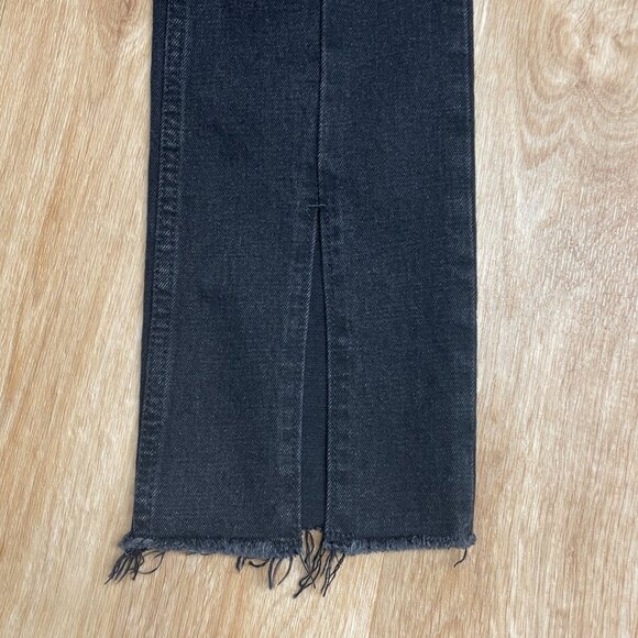 ABERCROMBIE & FITCH JEANS HIGH RISE FRONT SEAM SLIT SIZE 28 SKINNY BLACK GRUNGE - Picture 5 of 12